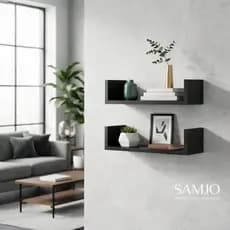 Kit Com 2 Prateleiras U, 45x12 Decoração, Nicho, Cozinha, Sala, Escritório, Organização, Minimalista