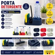 Porta Detergente Porta Esponja com Rodinho de Pia 3 em 1 Organizador de Pia Cozinha Multiuso