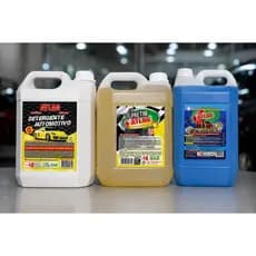 Kit Automotivo 3x5L Lava Autos + Pretinho Pneu + Desengraxante Solupan Limpeza Completa Carro Moto