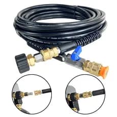 Mangueira Engate Rápido 2 Pontas de Alta Pressão Compatível C/ Karcher HD585 / K5 c/ Registro e Bico