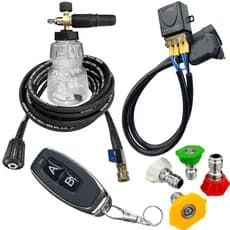 Kit Mangueira Snow Foam de Engate Rápido Alta Pressão c/ Controle Remoto para Lavadora Bico Colorido