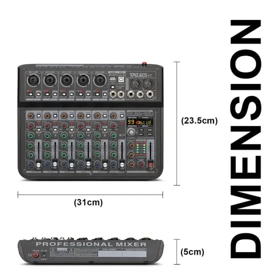 TKLBLS Misturador Mini Mixer De Áudio Portátil 7 Canais Mixer de placa de som com Bluetooth USB para Música Podcast