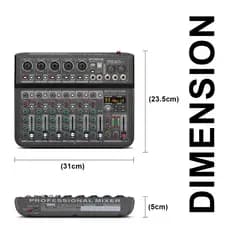 TKLBLS Misturador Mini Mixer De Áudio Portátil 7 Canais Mixer de placa de som com Bluetooth USB para Música Podcast