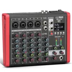 TKLBLS S6 Mesa de Som 6 Canais Bluetooth USB Áudio Phantom 48V Karaokê Mixer Digital Evento