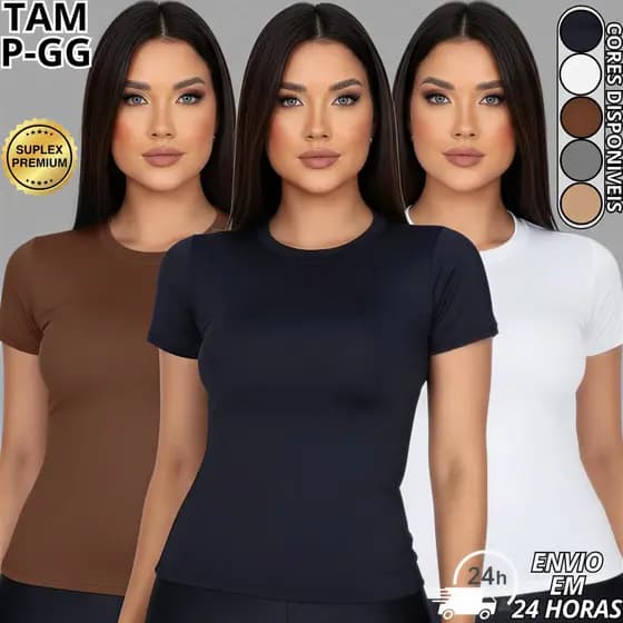 Blusa Feminina Suplex Premium Academia dia a dia Blusinha básica Manguinha