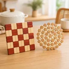Descanso de panela em bambu kit com 4/8pçs