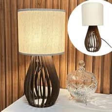 Luminária De Mesa Finelux 41 Cm Escritório Casa Sala Quarto Cor Imbuia Estrutura MDF 110/220V