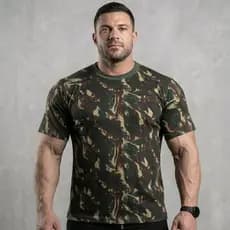 Camiseta camuflada 100% algodão