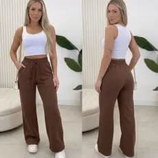 Calça de Moletom Feminina Pantalona Flanelada Quentinha Elástico Moda Blogueira Moda Gringa Premium