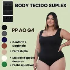 Body Plus Size Alça Decote Quadrado Com Forro Suplex Premium Básico Liso Confortável Tendência Moda Blogueira