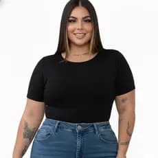 Body Suplex Manga Curta Básico Liso Plus Size Premium Com Forro Gola Redonda Elegante Tendência Moda 2026