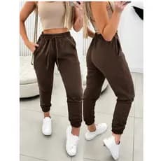 Calça Moletom Feminina Jogger Flanelada Grossa Quentinha Bolso Lateral Básica Tendência Inverno