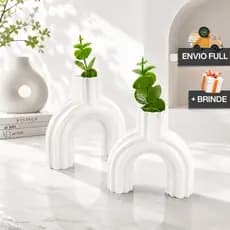 Kit 2 Vasos Decorativos Modernos COM Planta Artificial + Presente Decoração Minimalista Elegante Casa Escritorio Quarto