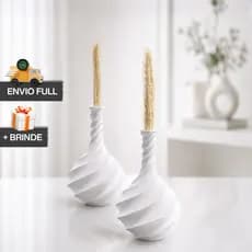Vaso Decorativo Espiral COM Trigo Artificial + Presente Decoração Minimalista Moderna Elegante Casa Quarto Escritorio