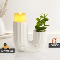 Vaso Suporte Castiçal Porta Vela e Planta Artificial Moderno + Presente Decoração Minimalista Luminaria Casa Escritorio