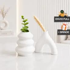 Kit 2 Vasos Decorativos Modernos COM TRIGO E PLANTA + Presente Decoração Minimalista Elegante Casa Quarto Escritorio