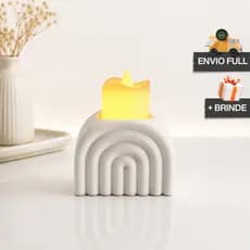 Suporte Castiçal Porta Vela Moderno COM Vela Artificial + Presente + Decoração Minimalista Luminaria Casa Escritorio