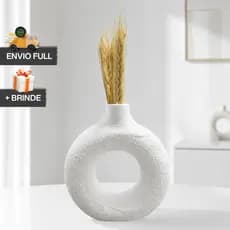 Vaso Decorativo Circular Donut COM Trigo Artificial Moderno Elegante + Presente Envio Rápido Decoração Minimalista Casa