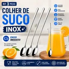 Kit Colher Bailarina Inox de 20cm ou 30cm para Sucos e Drinks Colher de Longo Alcance para Jarra