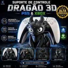 Suporte de Controle Dragão Banguela Fúria da Luz PS5/Xbox|PS4– Acessório Gamer Decorativo, Organizador de Setup Gamer