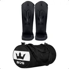 Caneleira BKS Muay Thai Kickboxing Sparring MMA Treino Protetor De Pé + Bolsa Esportiva Academia