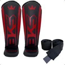 Caneleira BKS Muay Thai Kickboxing Sparring Treino MMA Protetor De Pé + Bandagem Elástica 3m ou 5m