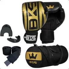 Kit BKS Luva Boxe Sparring 8/10/12/14/16oz Kickboxing Muay Thai + Bolsa + Bandagem 3m + Bucal