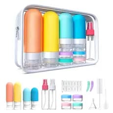 Kit 17 Viagem Frascos Pote Silicone Shampoo Cosmético Viagem