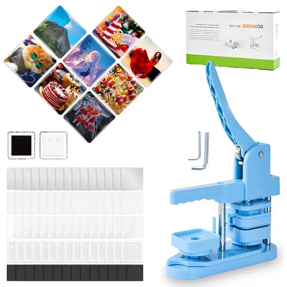 Kit De Máquina De Ímã Fotográfico Para Fazer Botões- DIY Molde de 50mm + 100 Ímãs de Geladeira + 20 broches