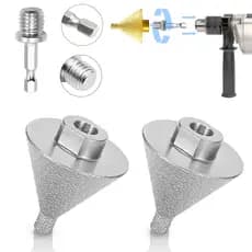 Kit 2 Peças Broca Cônica de Diamante Chanfro 50mm Rosca M14 para Telha