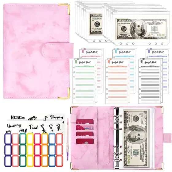 Caderno A6 Orçamento Financeiro com Zíper | Kit 28 Peças Caderno A6 com Zíper