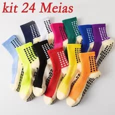 KIT 24 Meias De Futebol Esportivas Masculinas E Femininas Basquetebol De Fundo De Silicone Antiderrapante