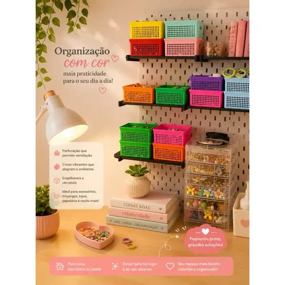 kit cestinho organizador empilhavel colecionável.