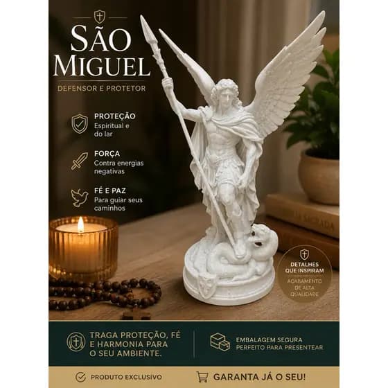 Escutura São Miguel Arcanjo em 3D.