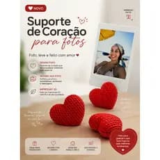 Mini Suporte Coração para Fotos, em 3D, acabamento resistente e fofo.