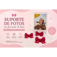 Mini Suporte de Laço para Fotos, em 3D, acabamento resistente e fofo.