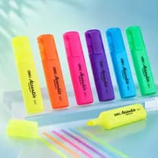Kit com 6 Canetas Marca-Texto Deli Cores Fluorescentes Ponta Chanfrada 1-5mm