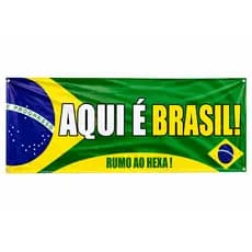 Banner Aqui é Brasil Copa do Mundo Rumo ao Hexa Faixa Decorativa Futebol