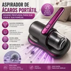 Removedor De Ácaros Portátil Elétrico Aspirador Esterilização De Estofados UV Sem Fio Nexora