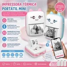Mini Impressora Térmica Portátil Imprima Fotos e Desenhos Animados Sem Fio para Android e iOS