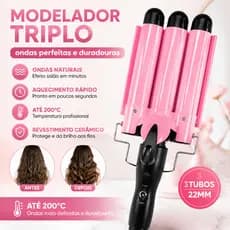 Chapinha Triondas Ondulador Formador Triplo 22mm Modelador de Cachos Onda Cabelo Cerâmica 200°C Orbitta
