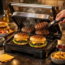 Sanduicheira Grill Elétrica 127V ou 220V Alta Potência 1000W Design Inox Cozimento Rápido Versátil