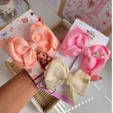 Kit com 10 unidades de laços, bico de pato, tiara infantil, parzinhos de laços, presilhas infantil