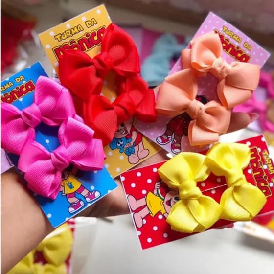 Kit Laços Infantis 3 Pares Laços para Bebê e Menina Cores Lindas Presilha ou Faixinh