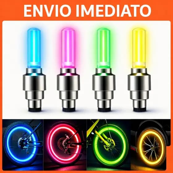 Kit 2 Bicos de Válvula LED Neon Fluorescente Universal Luz Noturna Carro Moto Bicicleta Roda Tuning