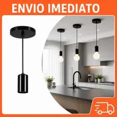 Luminária Pendente Copinho Retrô Industrial E27 Alumínio Preto Cabo Regulável Cozinha Sala Gourmet Teto