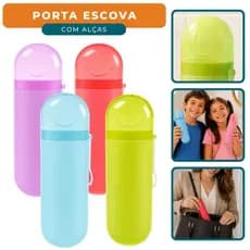 Porta Escova de Dente E Pasta Estojo Viagem Escola Infantil Adulto Com Tampa E Alça