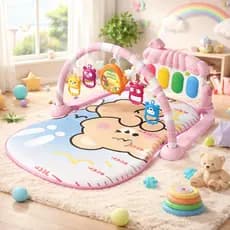Tapete Interativo para Bebê com Piano Musical Rosa/Azul Tapete Brinquedo Macio Que toca Musica
