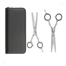 Kit Tesouras Cabeleireiro Desfiadeira 6.0 E Fio Navalha 6.0 Cor Plateado