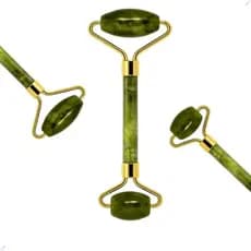 Massageador Facial Cdc Verde Pedra Jade Antirugas 15cm Rolo